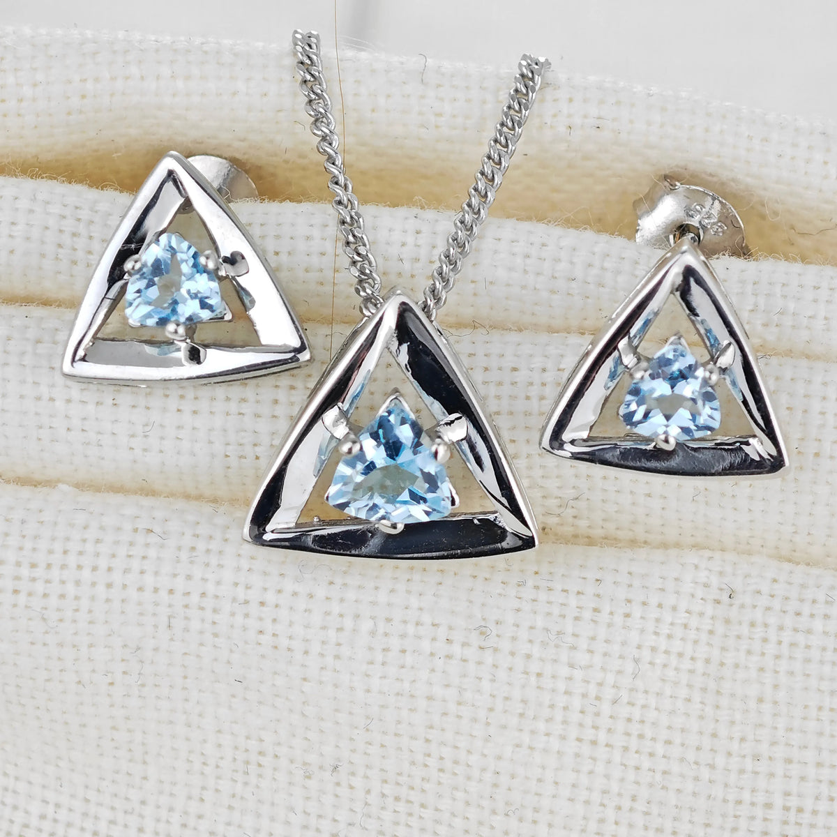 Blue Topaz jewellery – necklaces, rings, earrings – designed in the UK