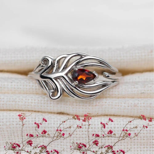 Garnet jewellery – rings– designed in the UK
