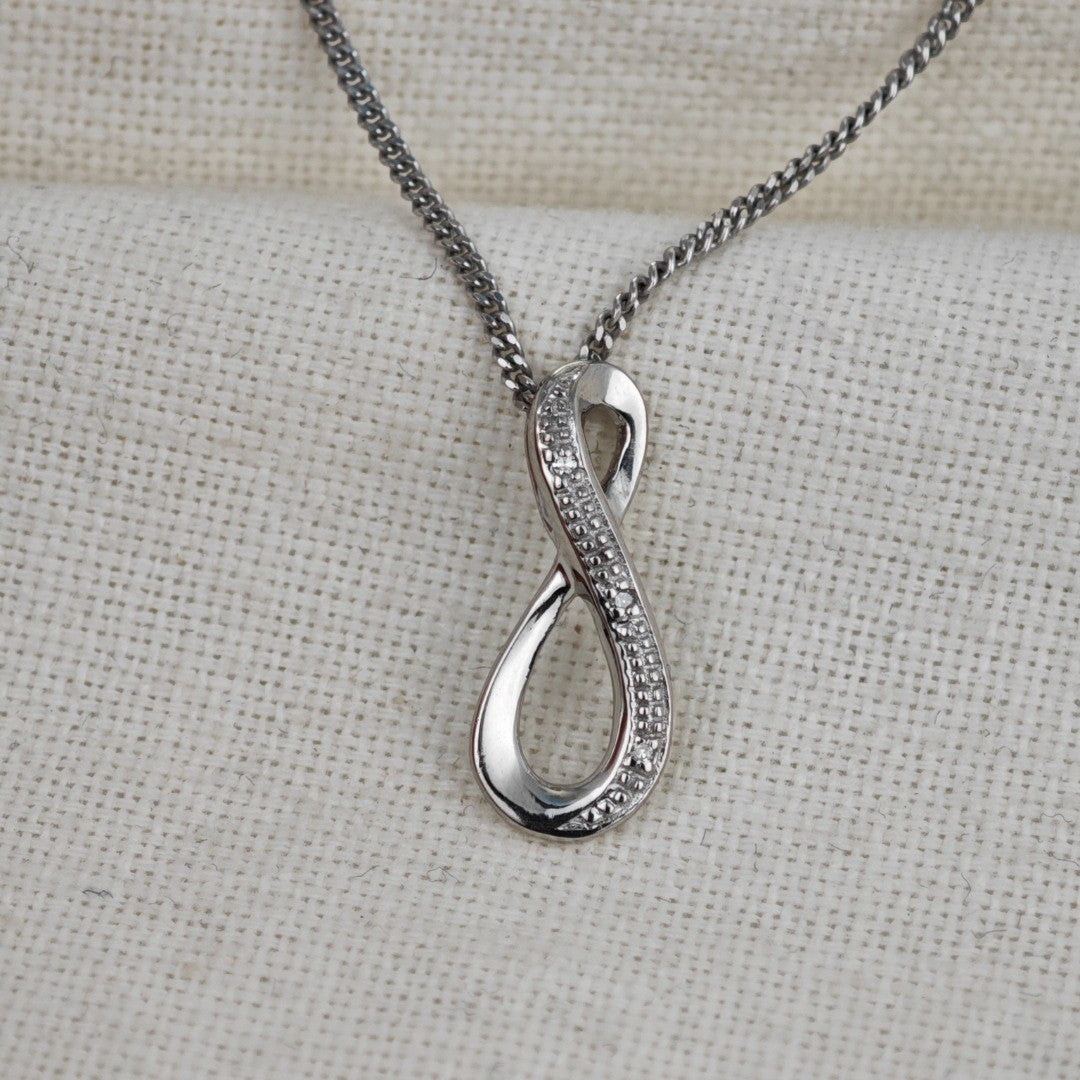Silver Diamond Necklace Eternal Loop