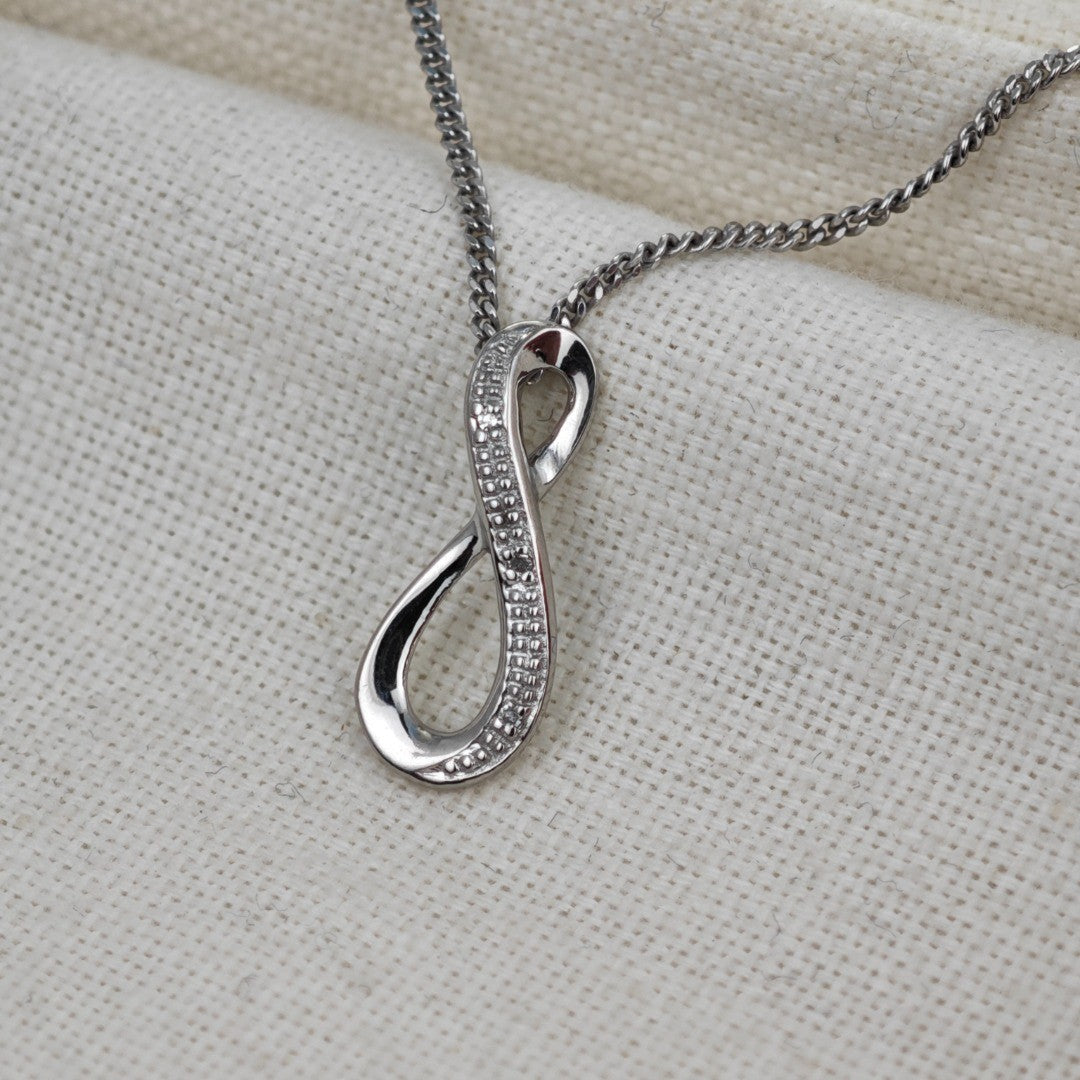 Silver Diamond Necklace Eternal Loop