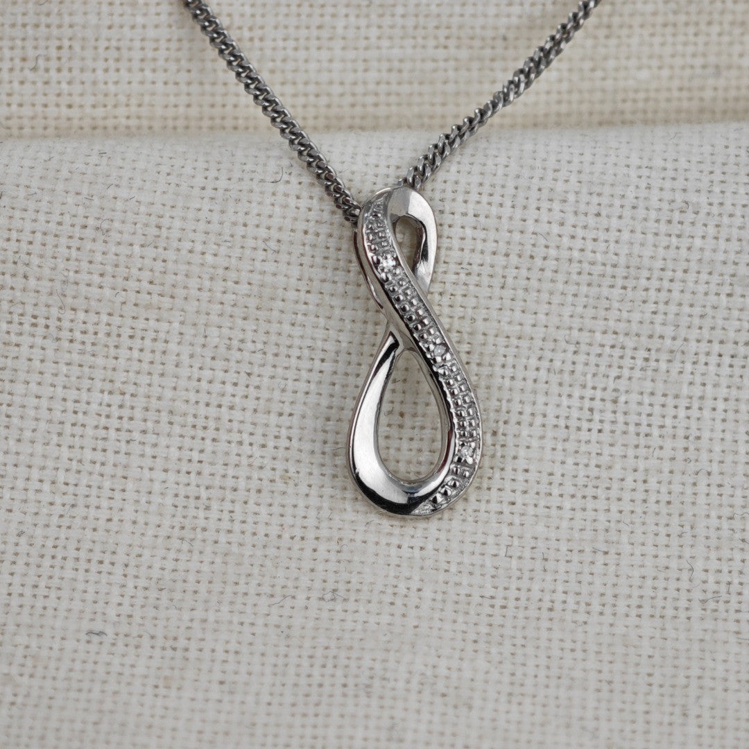 Silver Diamond Necklace Eternal Loop