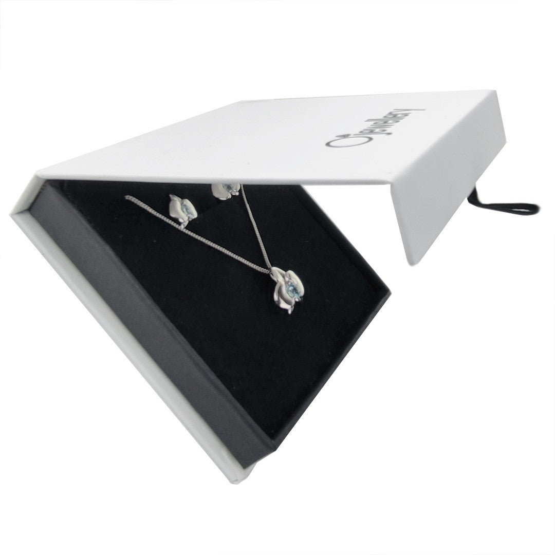 Blue Topaz Orchid Jewellery Set in Sterling Silver