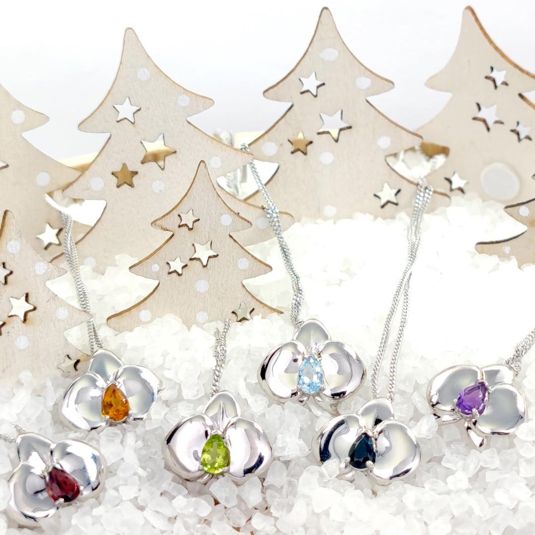 Topaz Necklace Earring Set Silver Orchid Pendant 1ct December Birthstone