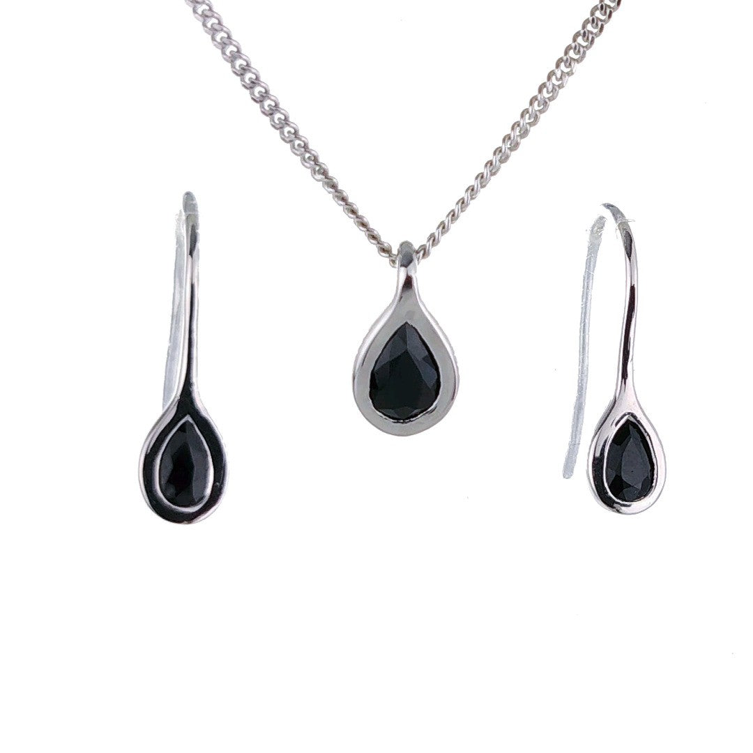 Sapphire Pear Jewellery Set in Sterling Silver