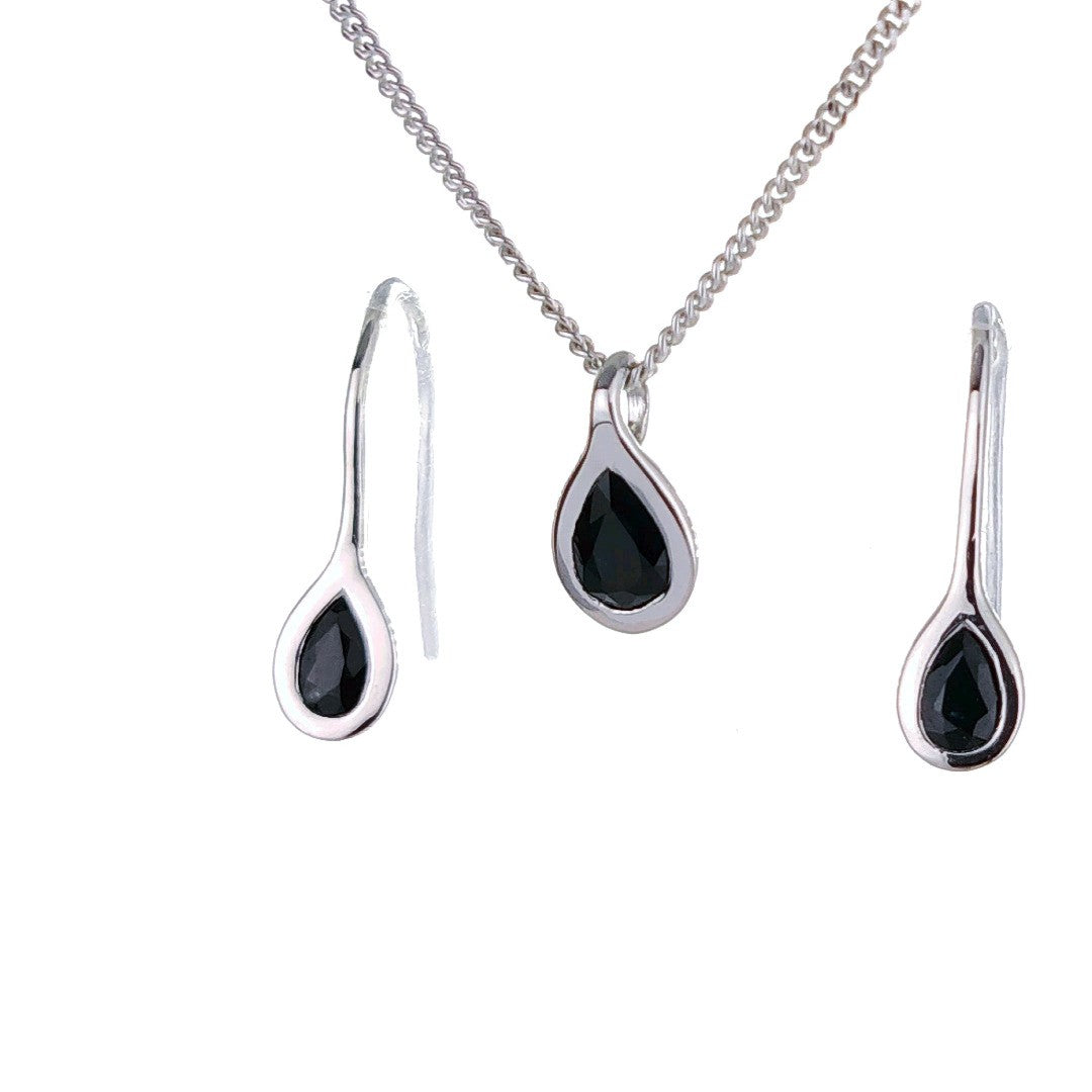 Sapphire Pear Jewellery Set in Sterling Silver