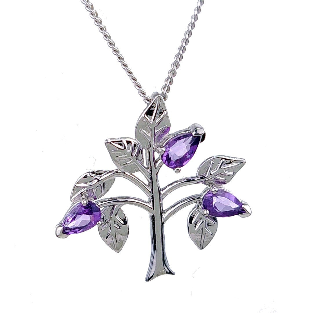 Amethyst Tree of Life Necklace Sterling Silver
