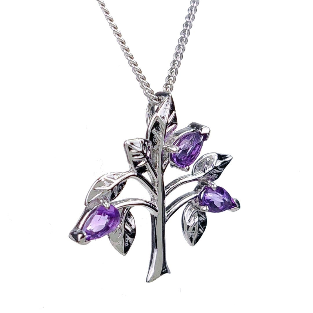 Amethyst Tree of Life Necklace Sterling Silver