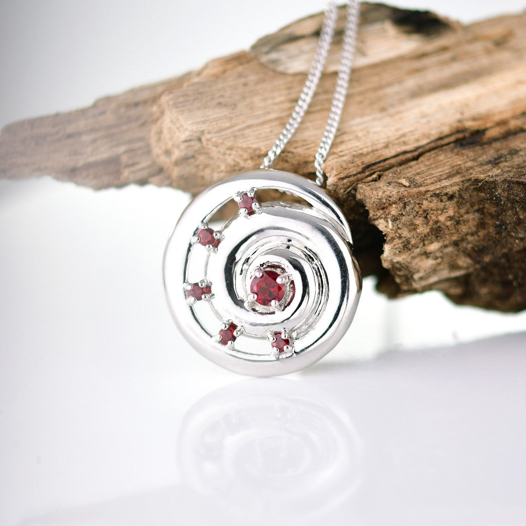 Garnet Necklace 0.55ct Ammonite Red Pendant Sterling Silver