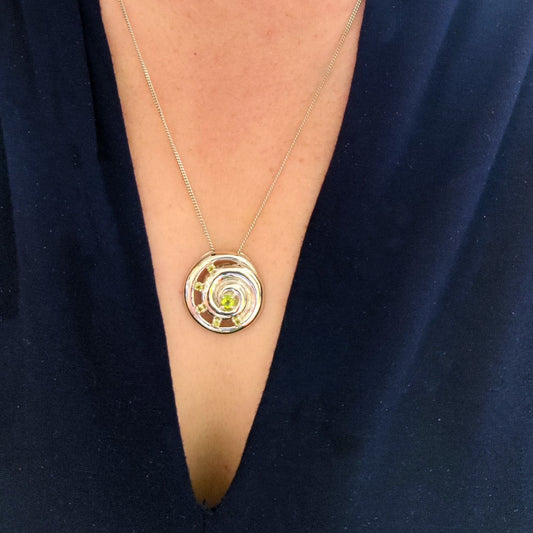 peridot silver pendant necklace image 2