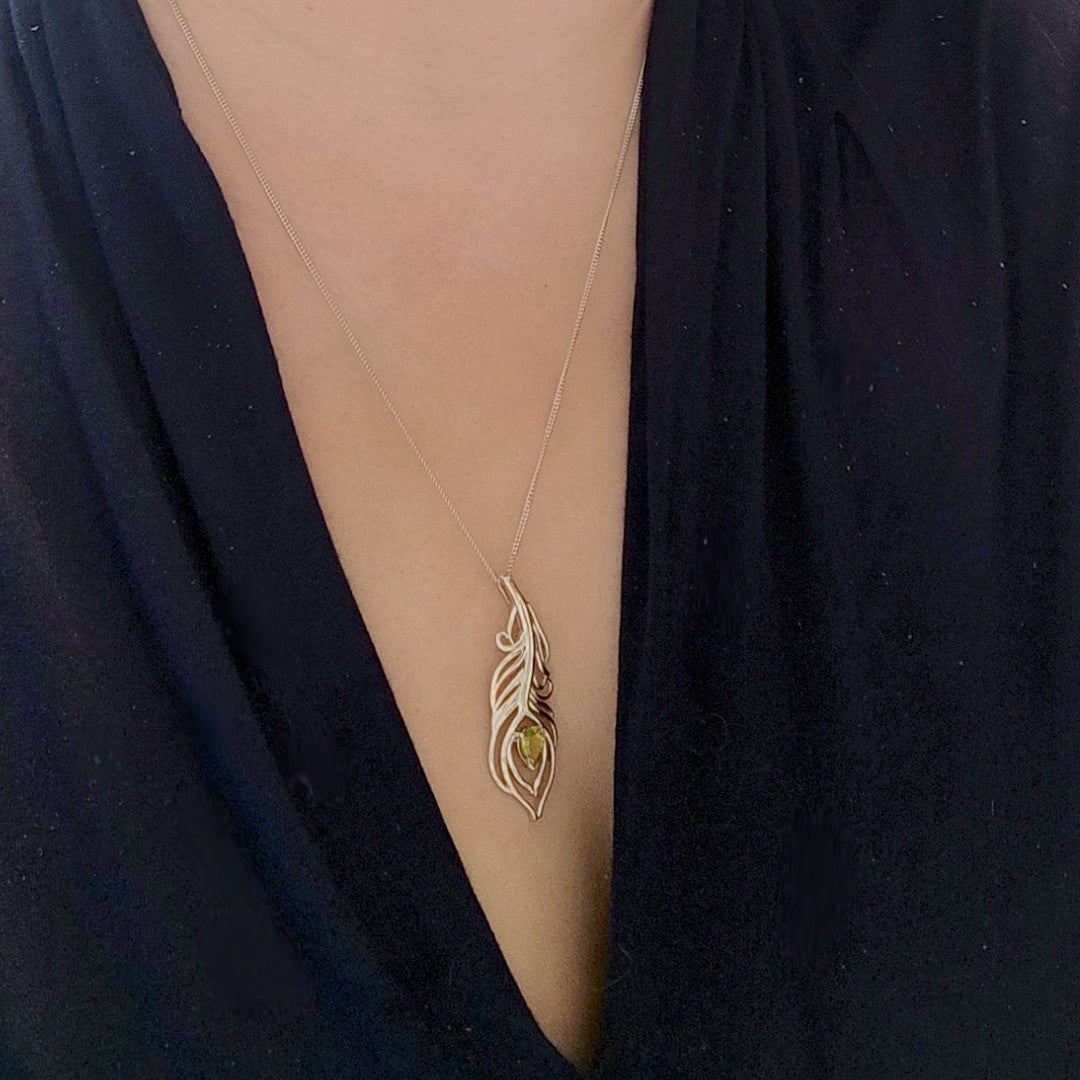 peridot silver pendant necklace image 2