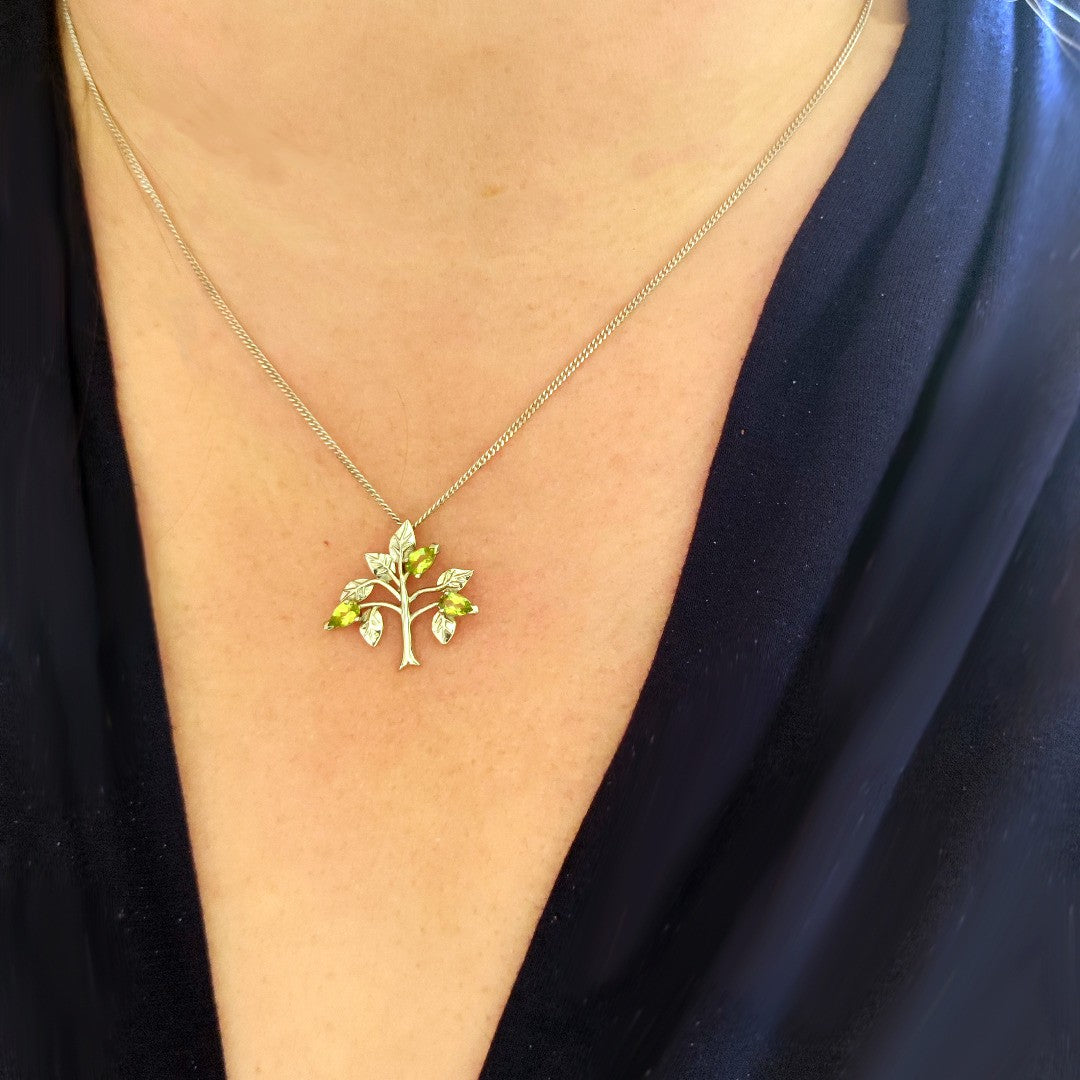 peridot silver pendant necklace image 2