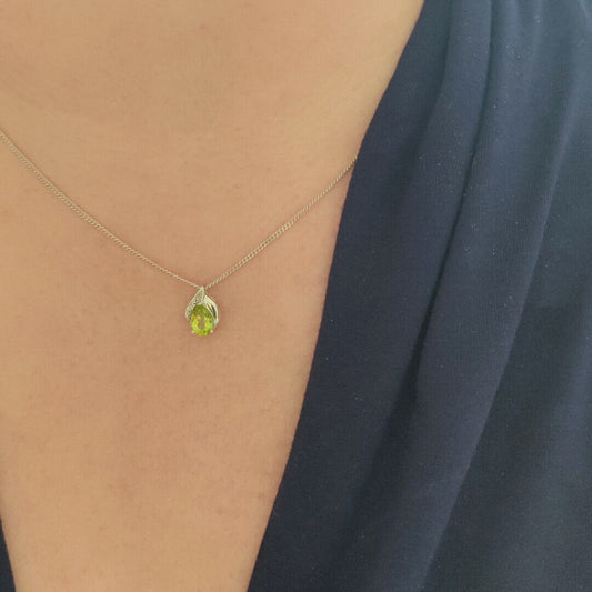 peridot silver pendant necklace image 2