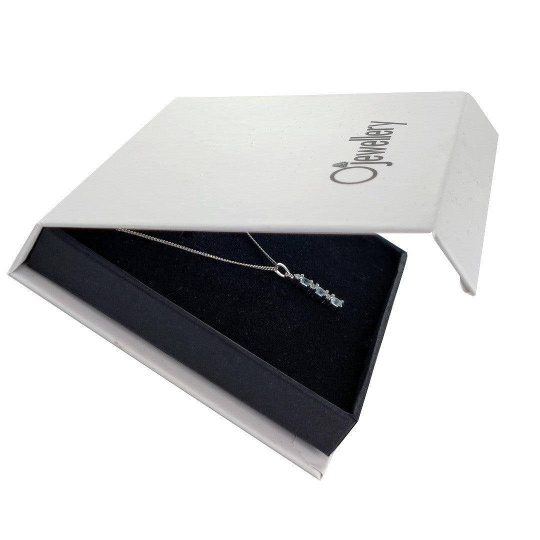 Topaz Necklace Diamond Drop Blue Pendant Sterling Silver December Birthstone