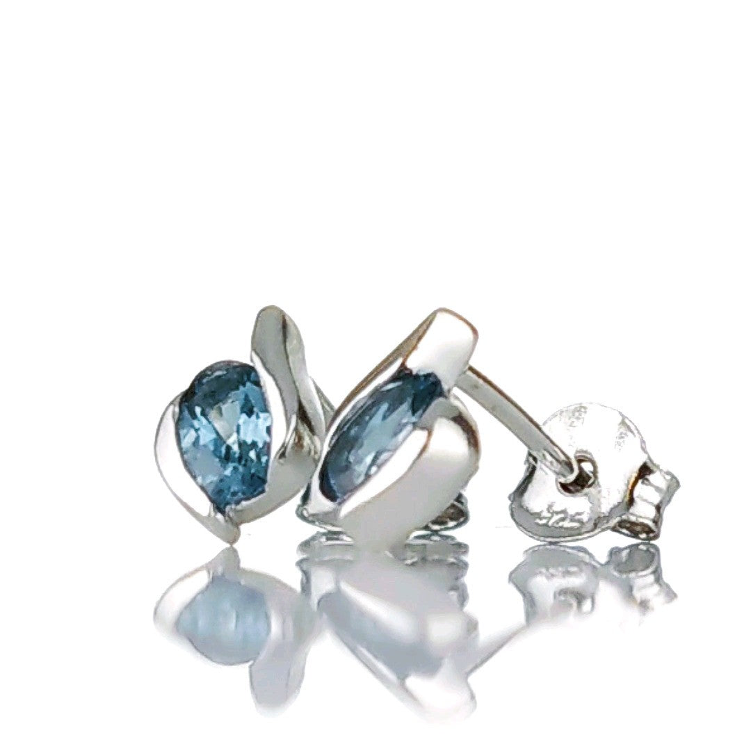Sterling Silver Earrings London Blue Topaz Studs December Birthstone