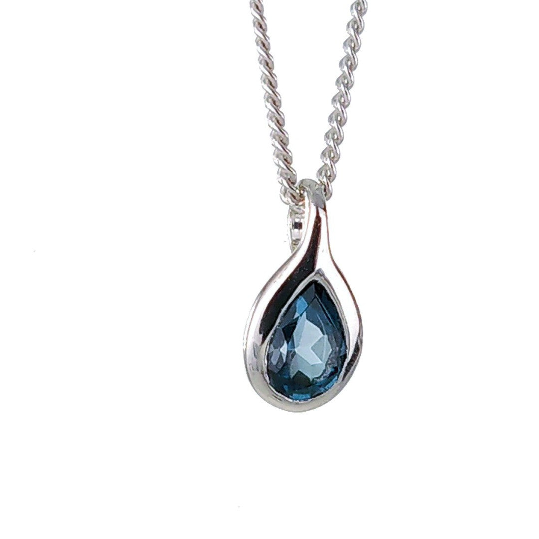 London Blue Topaz Necklace Sterling Silver December Birthstone Personalised Gift