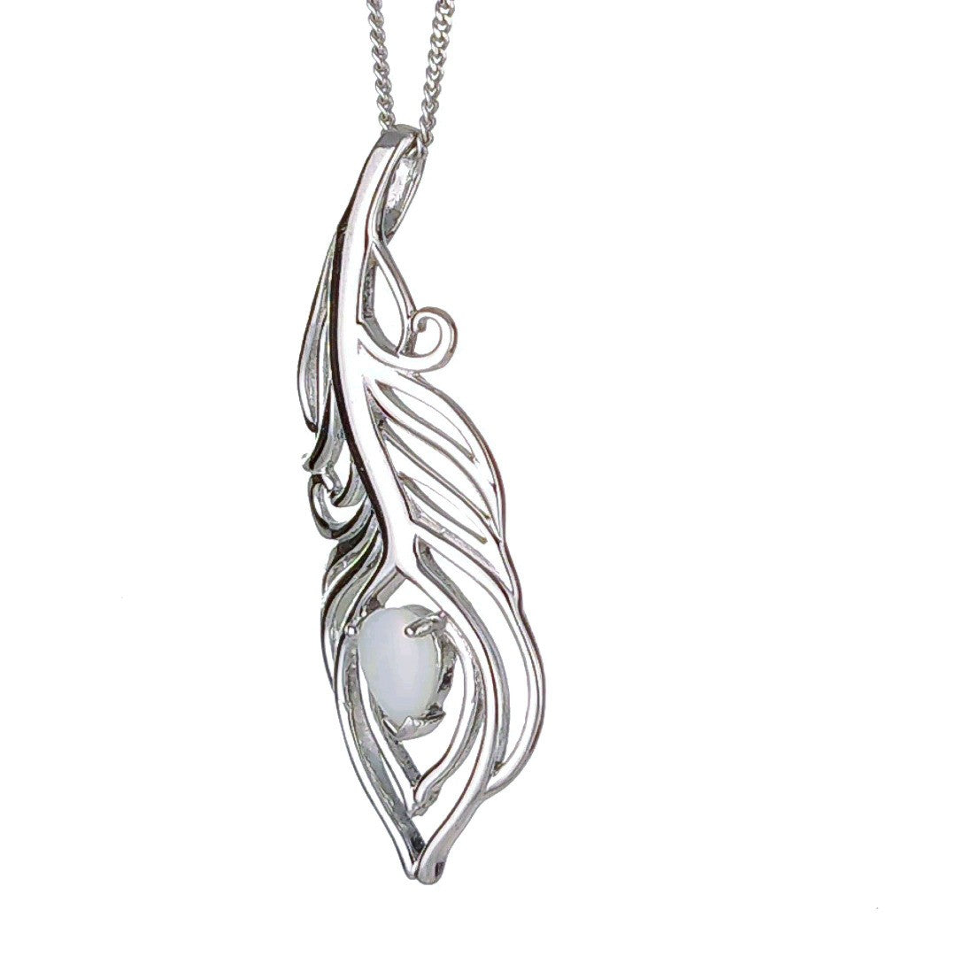 Peacock Feather Statement Opal Necklace
