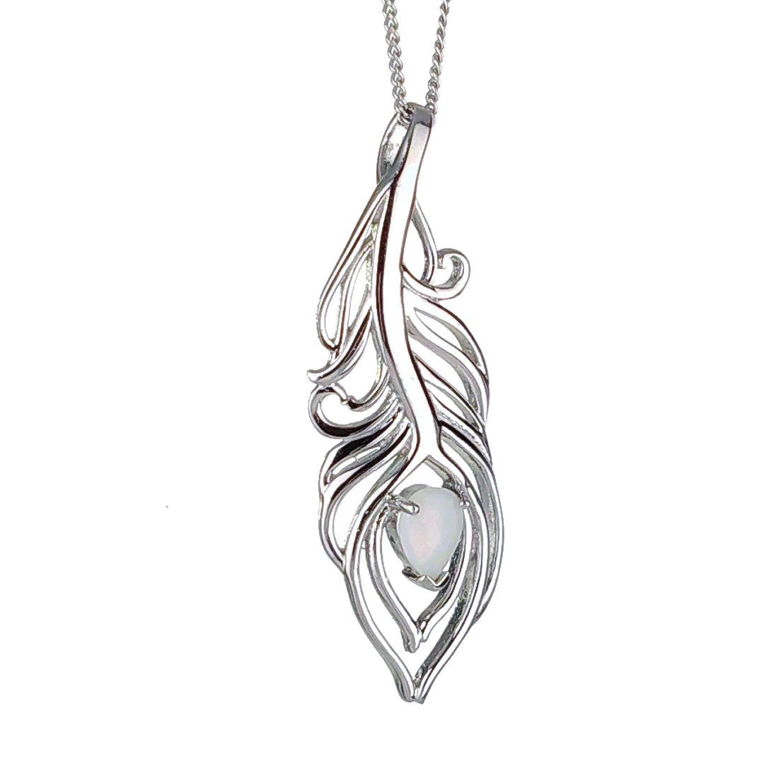 Peacock Feather Statement Opal Necklace
