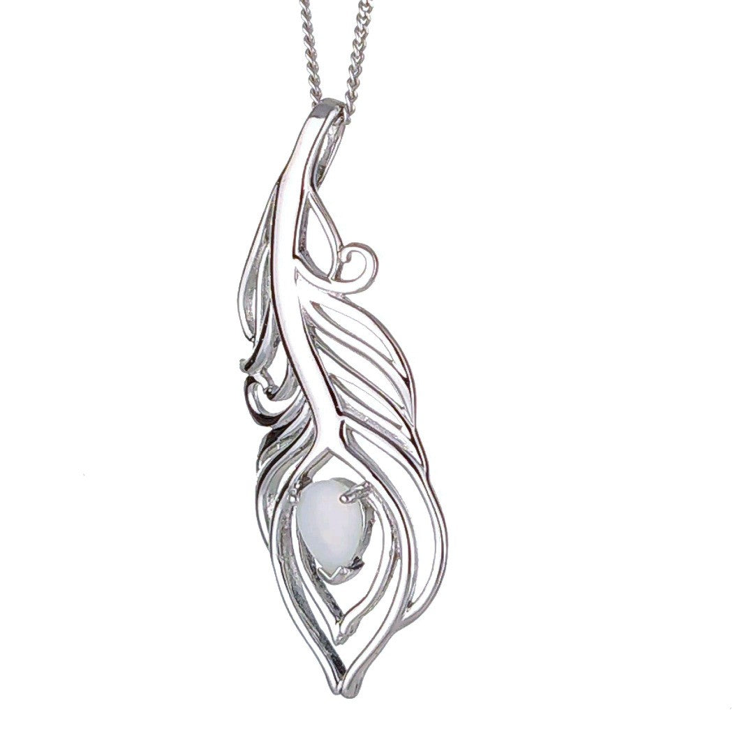 Peacock Feather Statement Opal Necklace