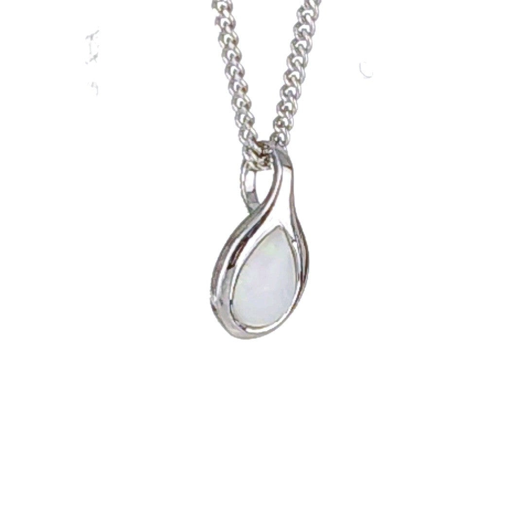 Opal Pear Necklace in Sterling Silver