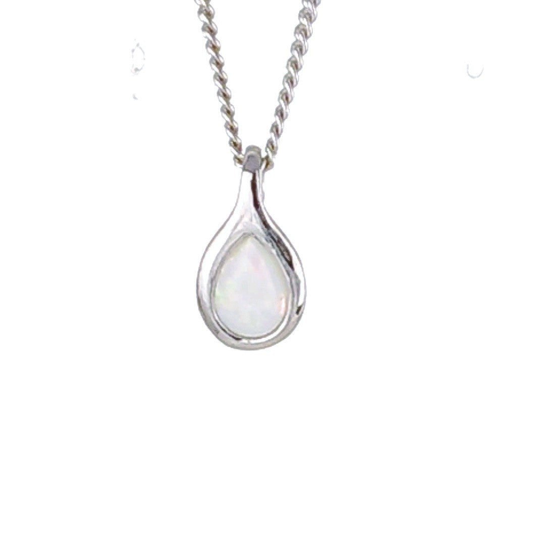 Opal Pear Necklace in Sterling Silver