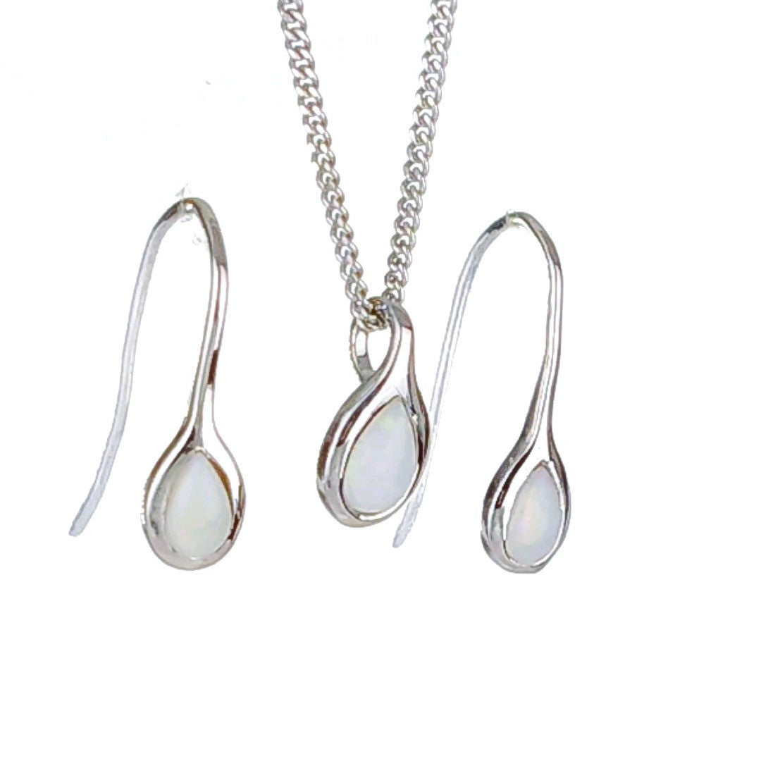 Opal Pear Jewellery Set in Sterling Silver