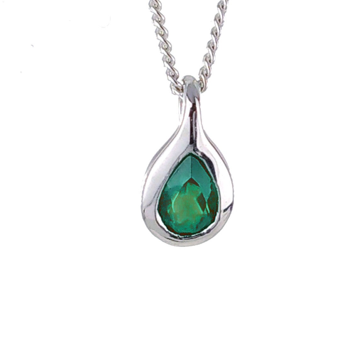 onyx green necklace pear pendant sterling silver may birthstone designed in the UK