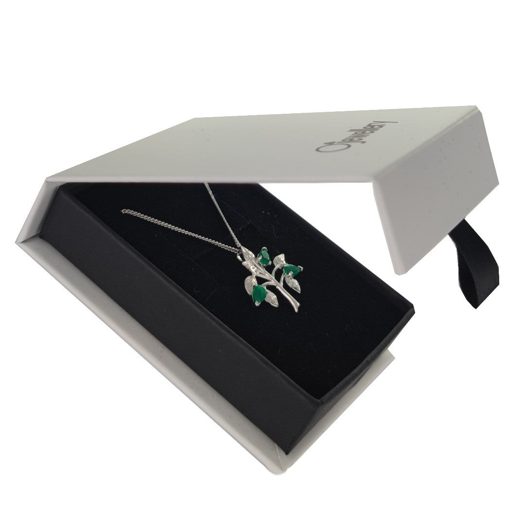 Green Onyx Tree of Life Necklace in Sterling Silver