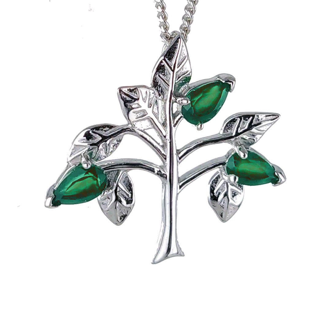 onyx green necklace tree of life pendant sterling silver may birthstone designed in the UK