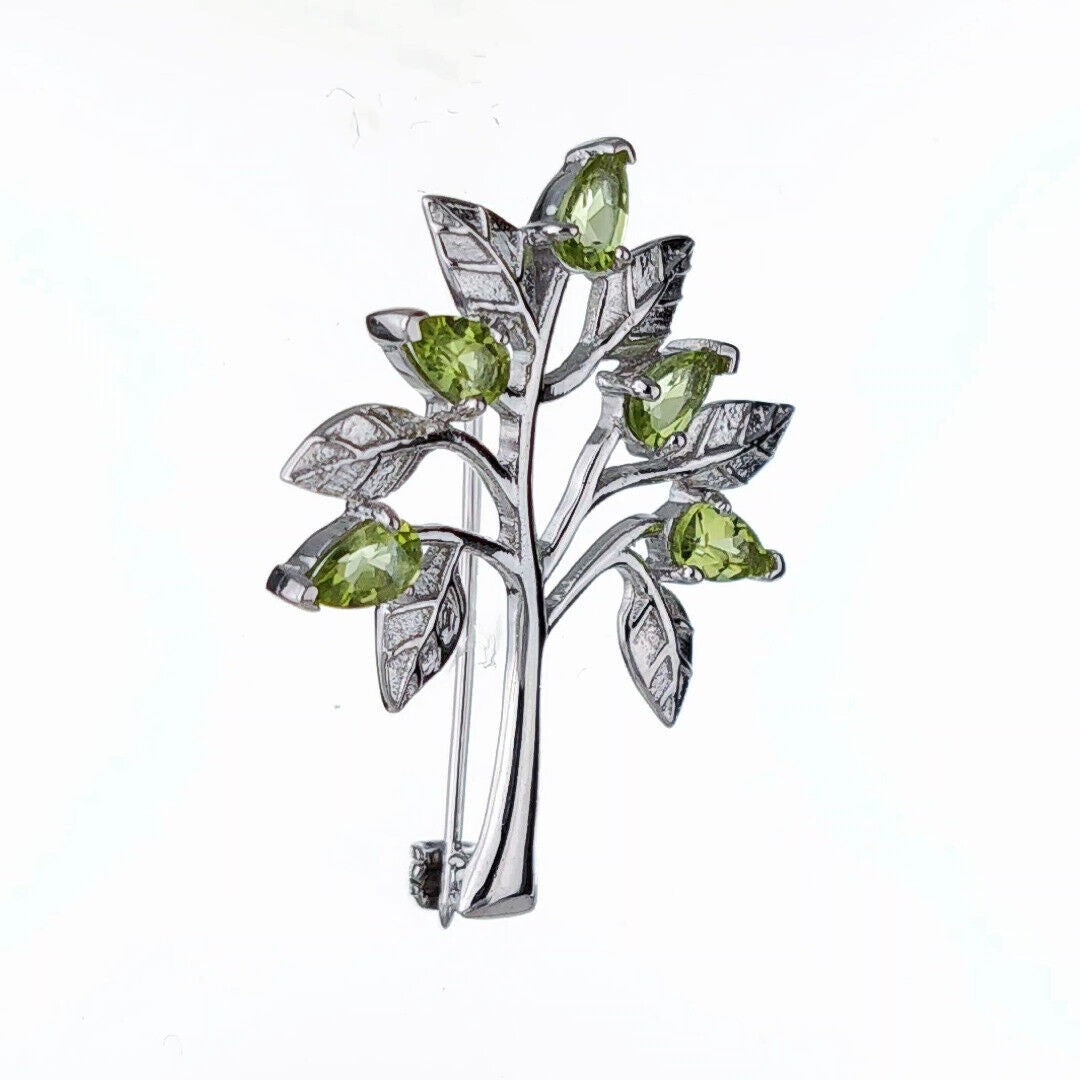 peridot silver brooch image 4