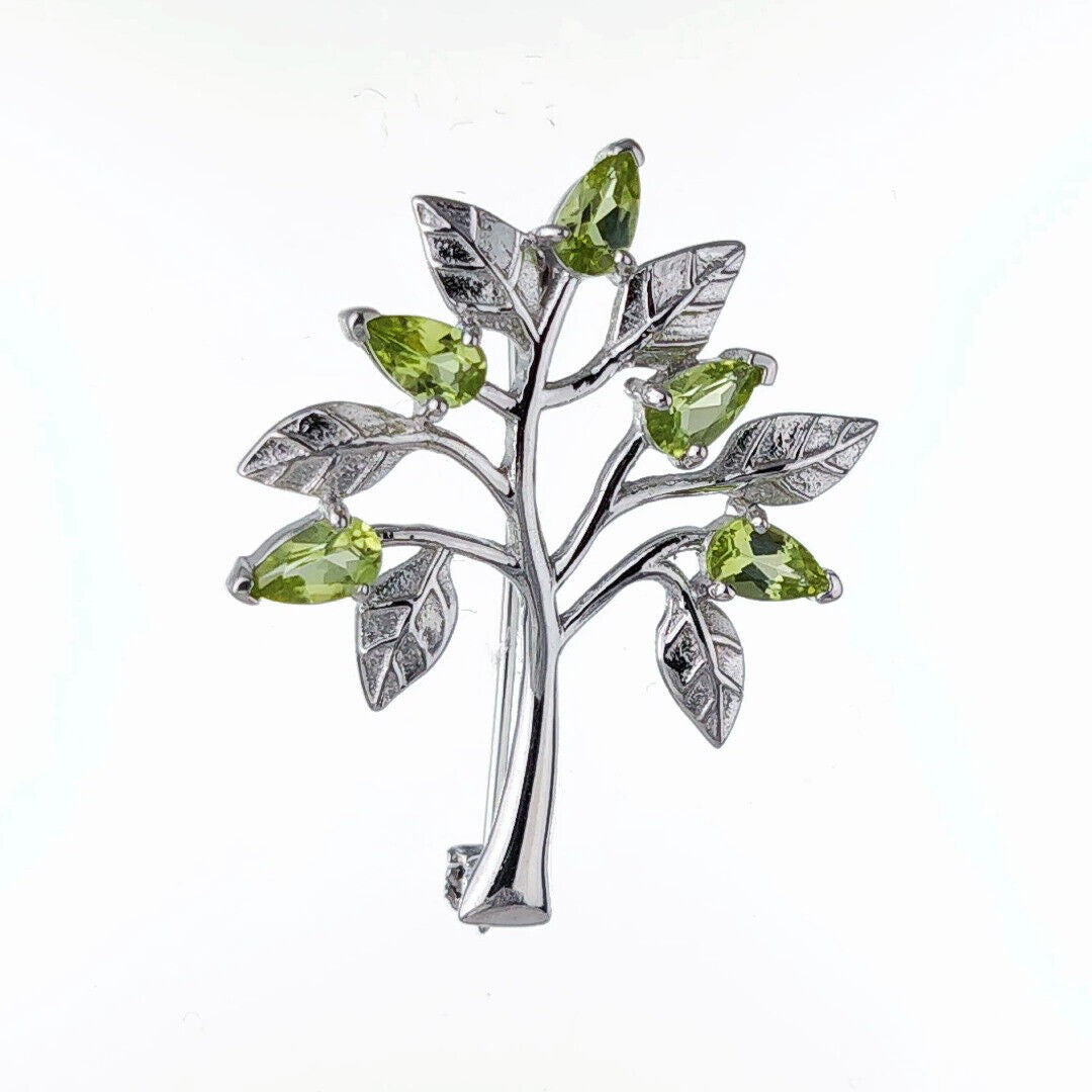 peridot silver brooch image 5