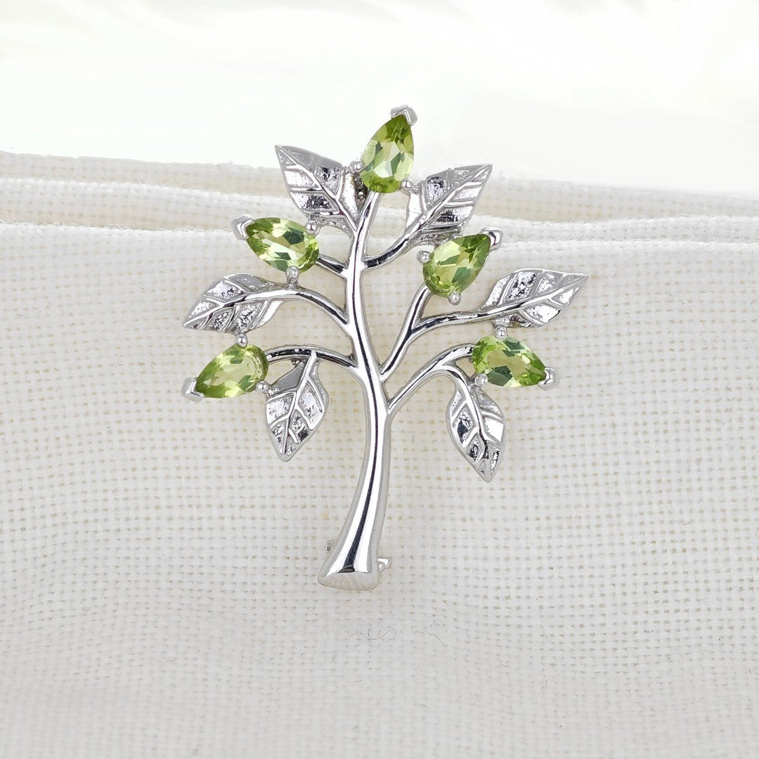 peridot silver brooch image 2