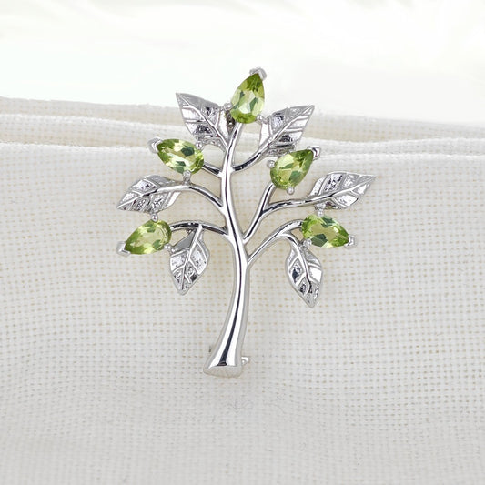 peridot silver brooch image 2