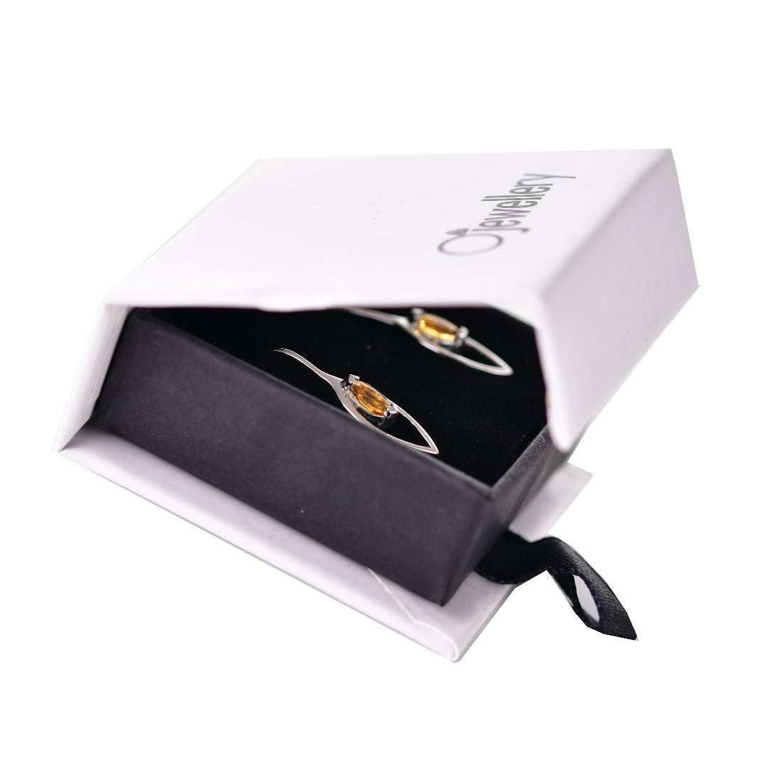 Citrine Marquise Dangle Earrings in Sterling Silver
