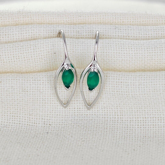 Natural Green Onyx Dangle Earrings