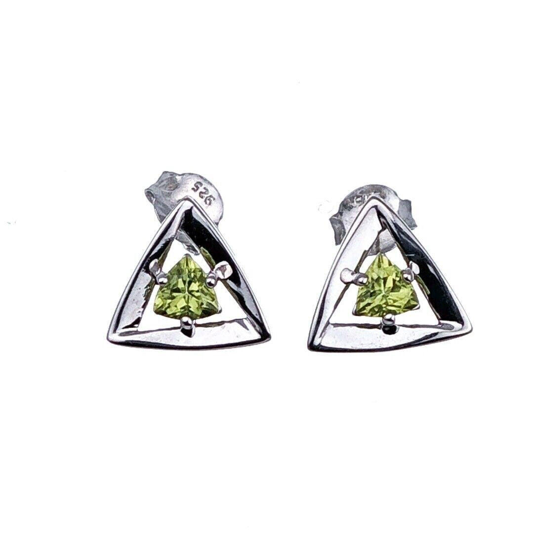 peridot silver stud earrings image 5