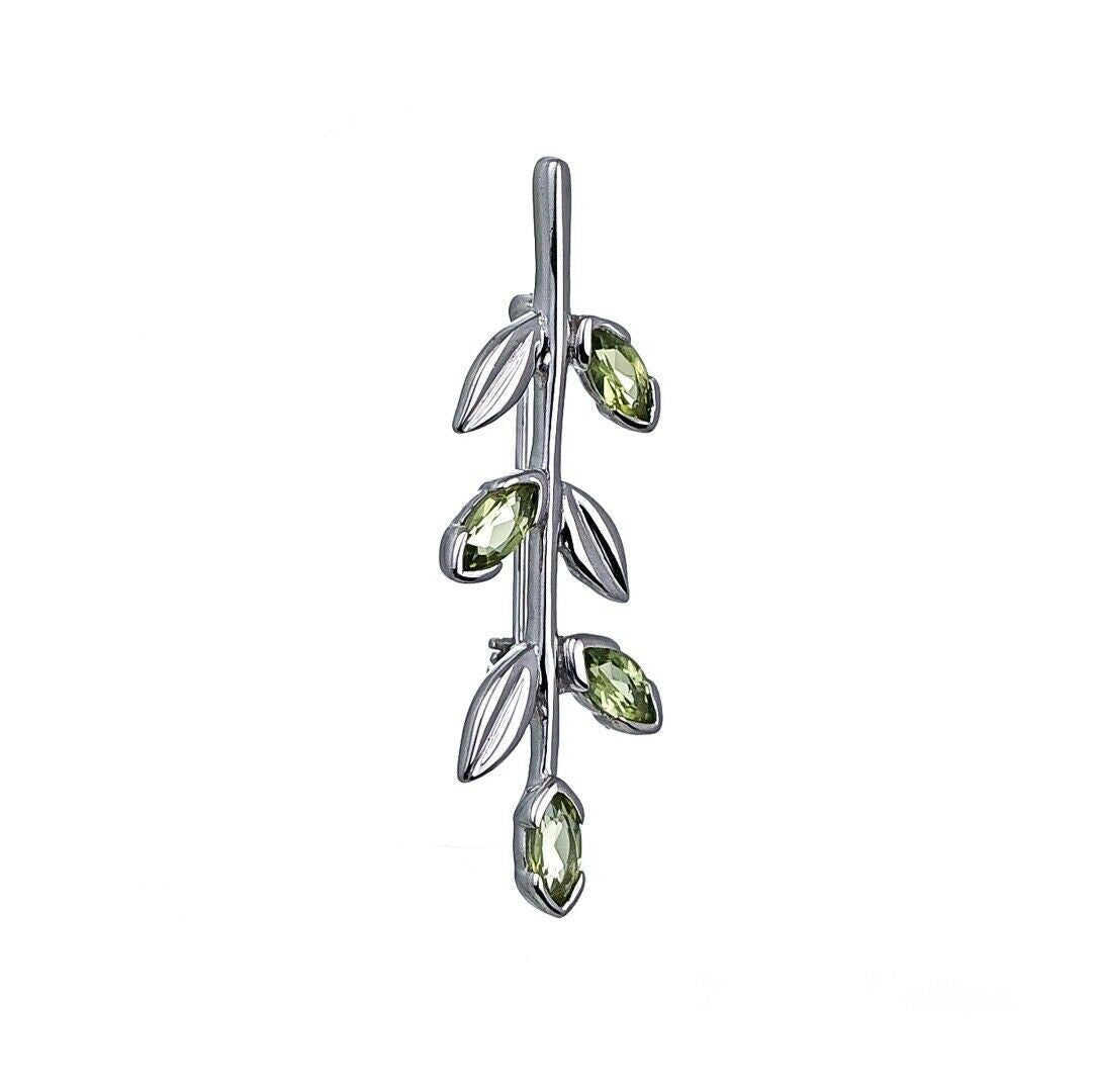 peridot silver brooch image 5