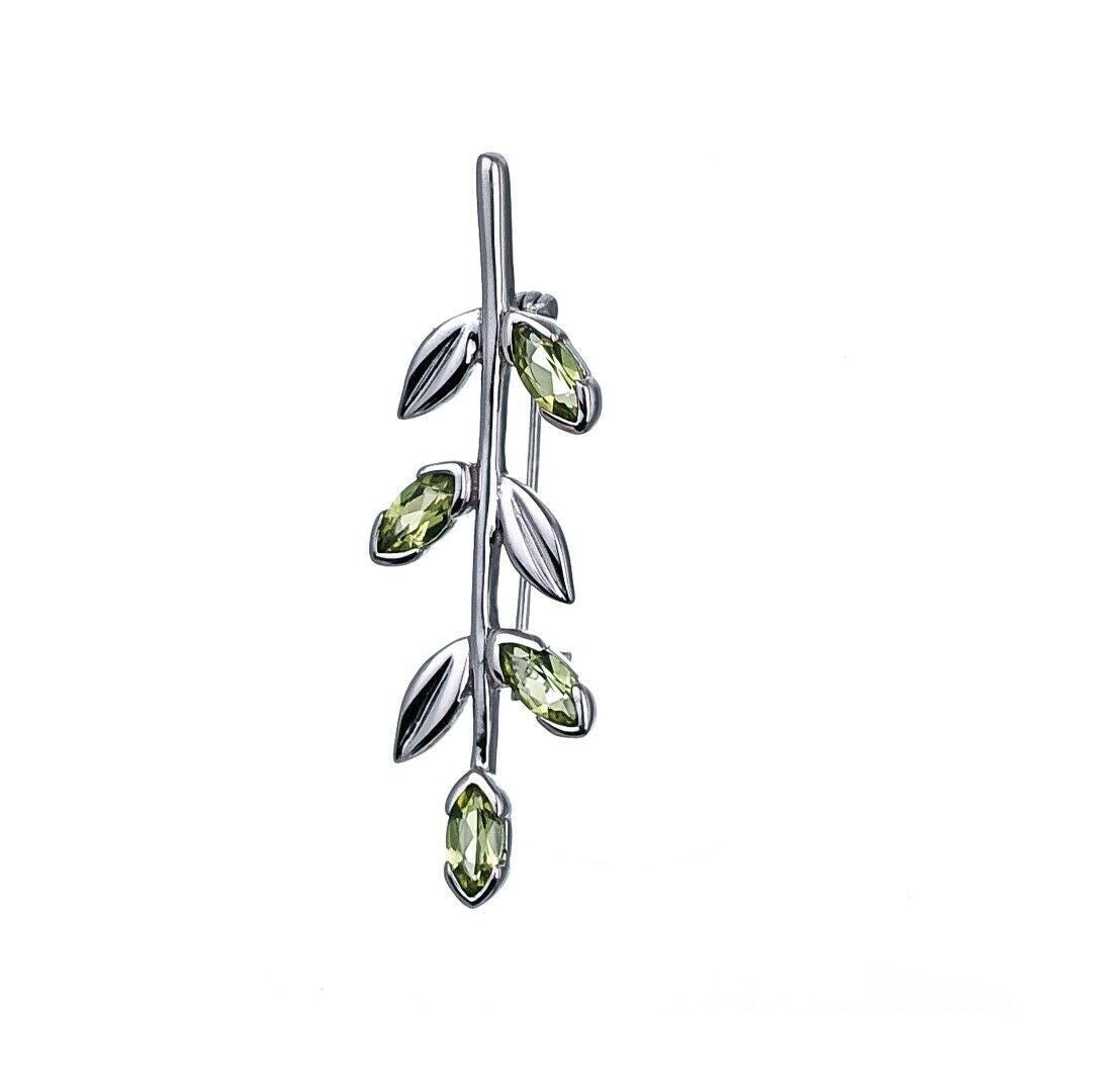 peridot silver brooch image 4