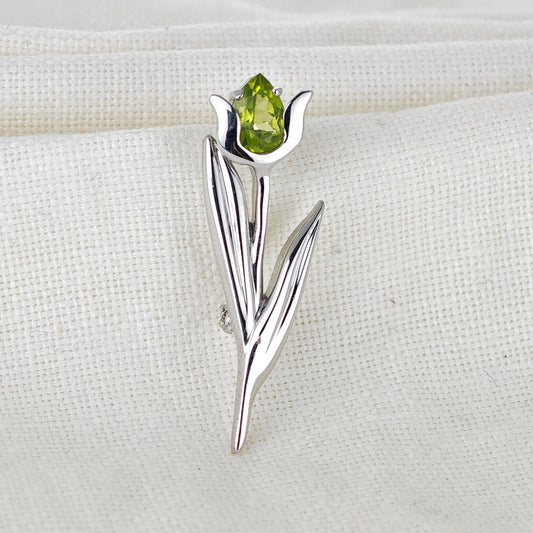 peridot silver brooch image 2