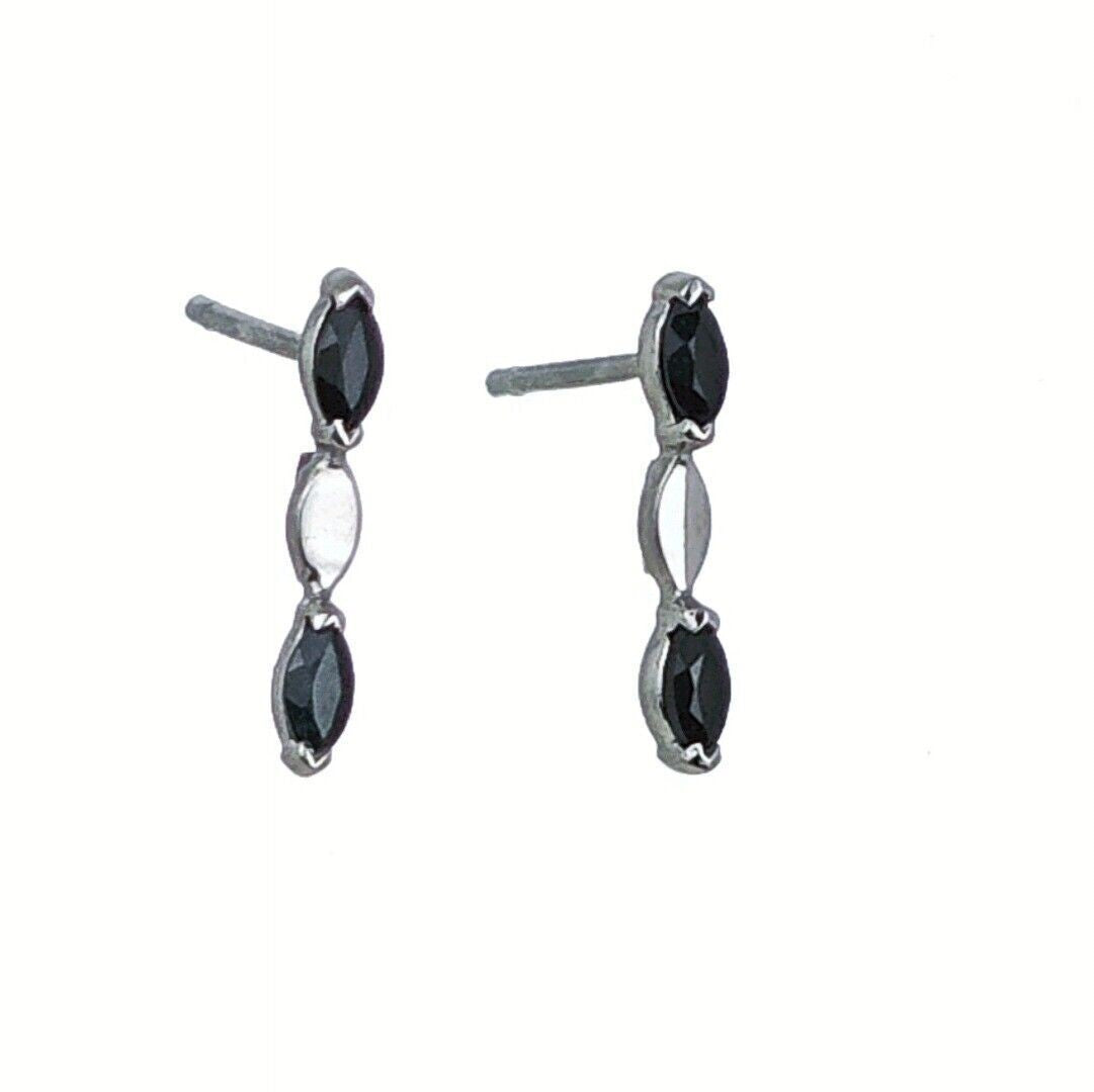 Sapphire Marquise Drop Earrings in Sterling Silver