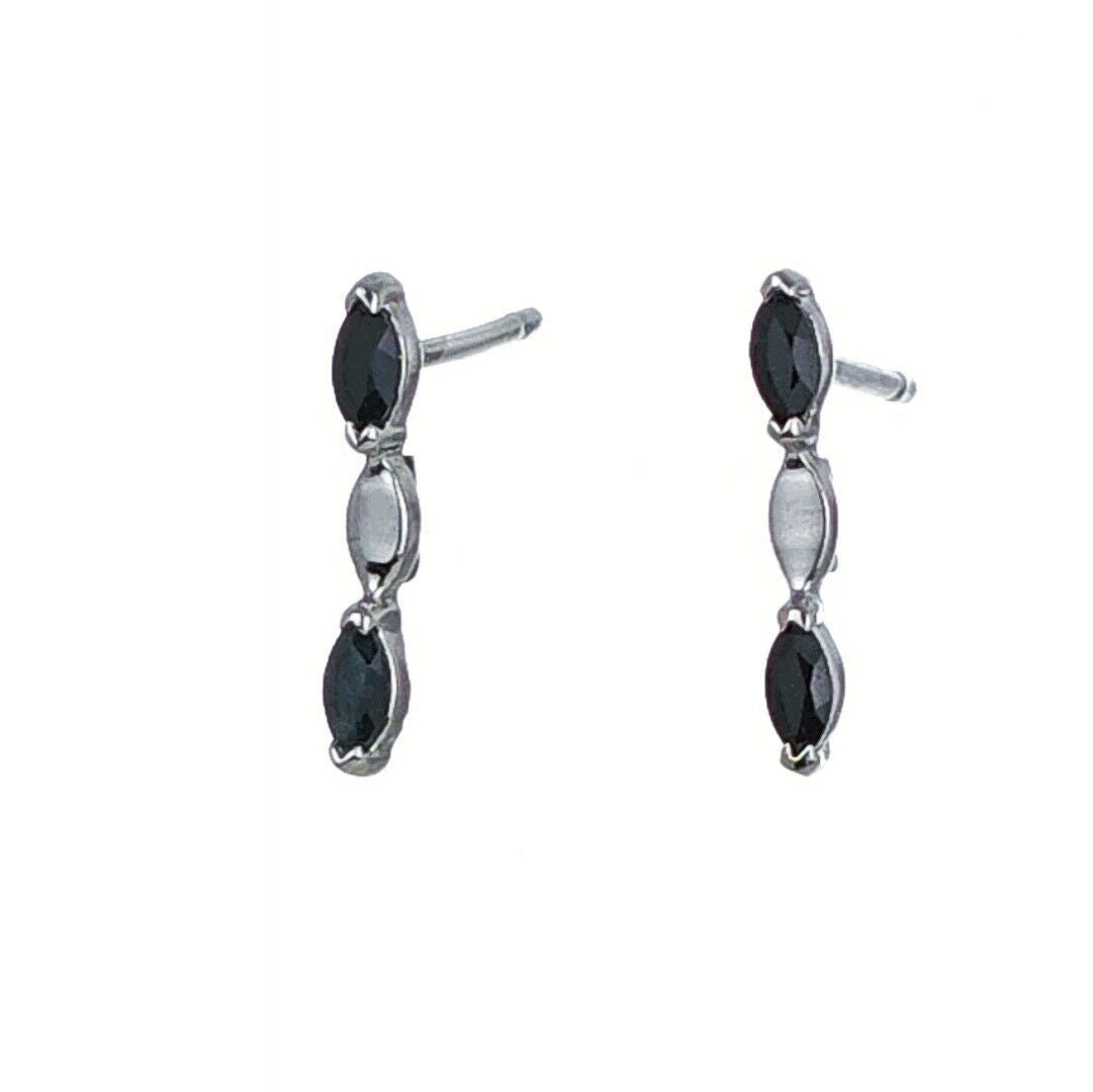 Sapphire Marquise Drop Earrings in Sterling Silver