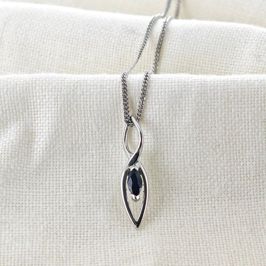 Sapphire Pendant Sterling Silver Marquise