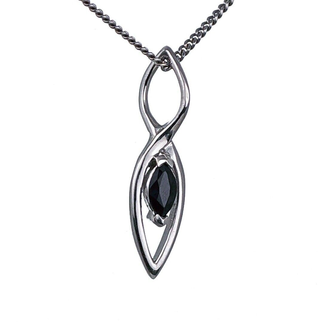 Sapphire Pendant Sterling Silver Marquise