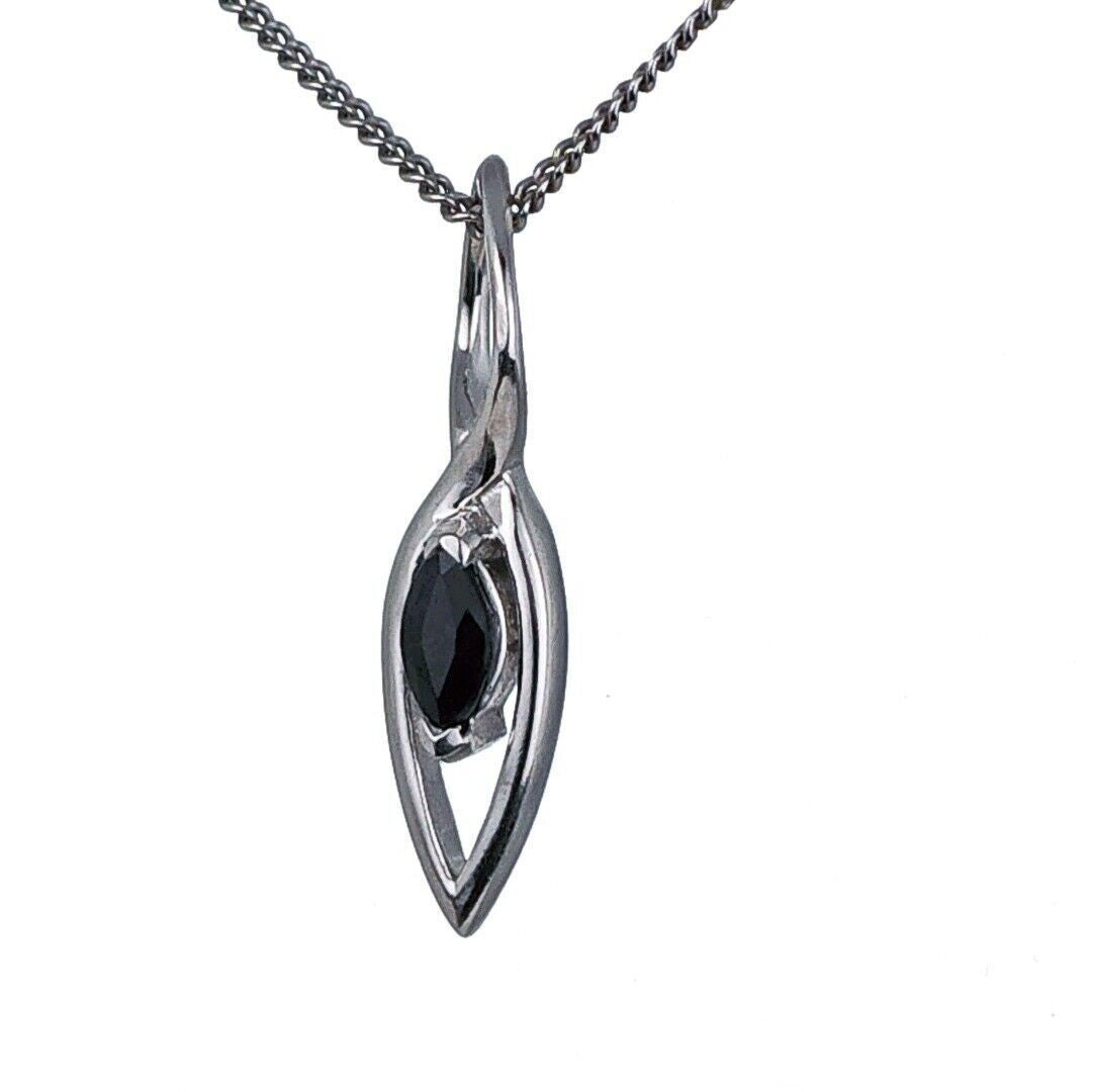 Sapphire Pendant Sterling Silver Marquise