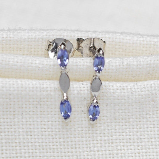 Tanzanite Earrings Sterling Silver Studs Infinity Marquise