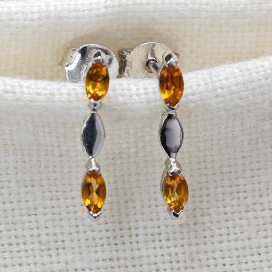 Sterling Silver Citrine Infinity Earrings