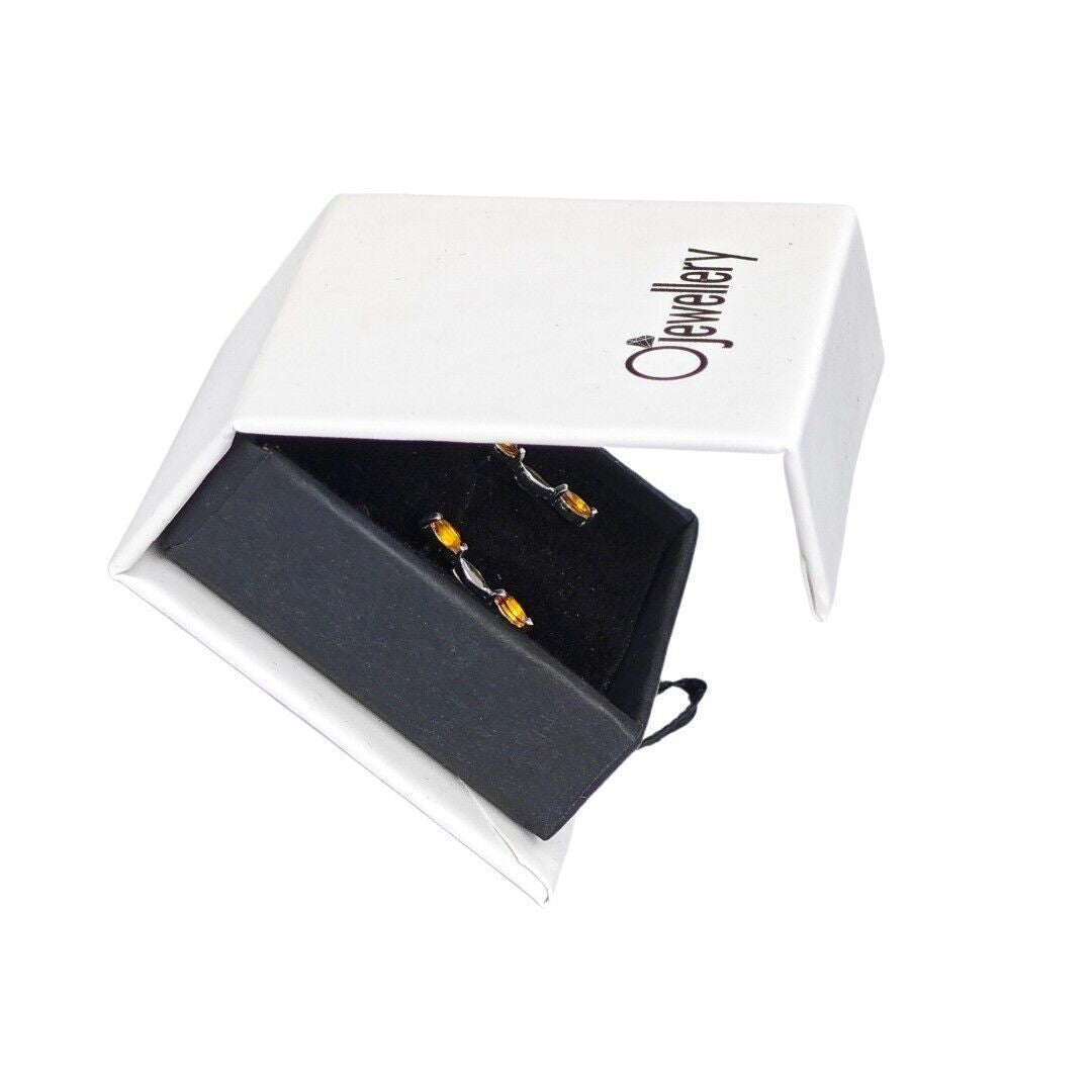 Citrine Earrings Sterling Silver Studs Infinity Marquise