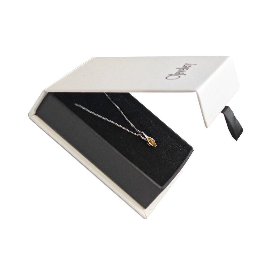 Citrine Pendant Sterling Silver Minimalist Marquise