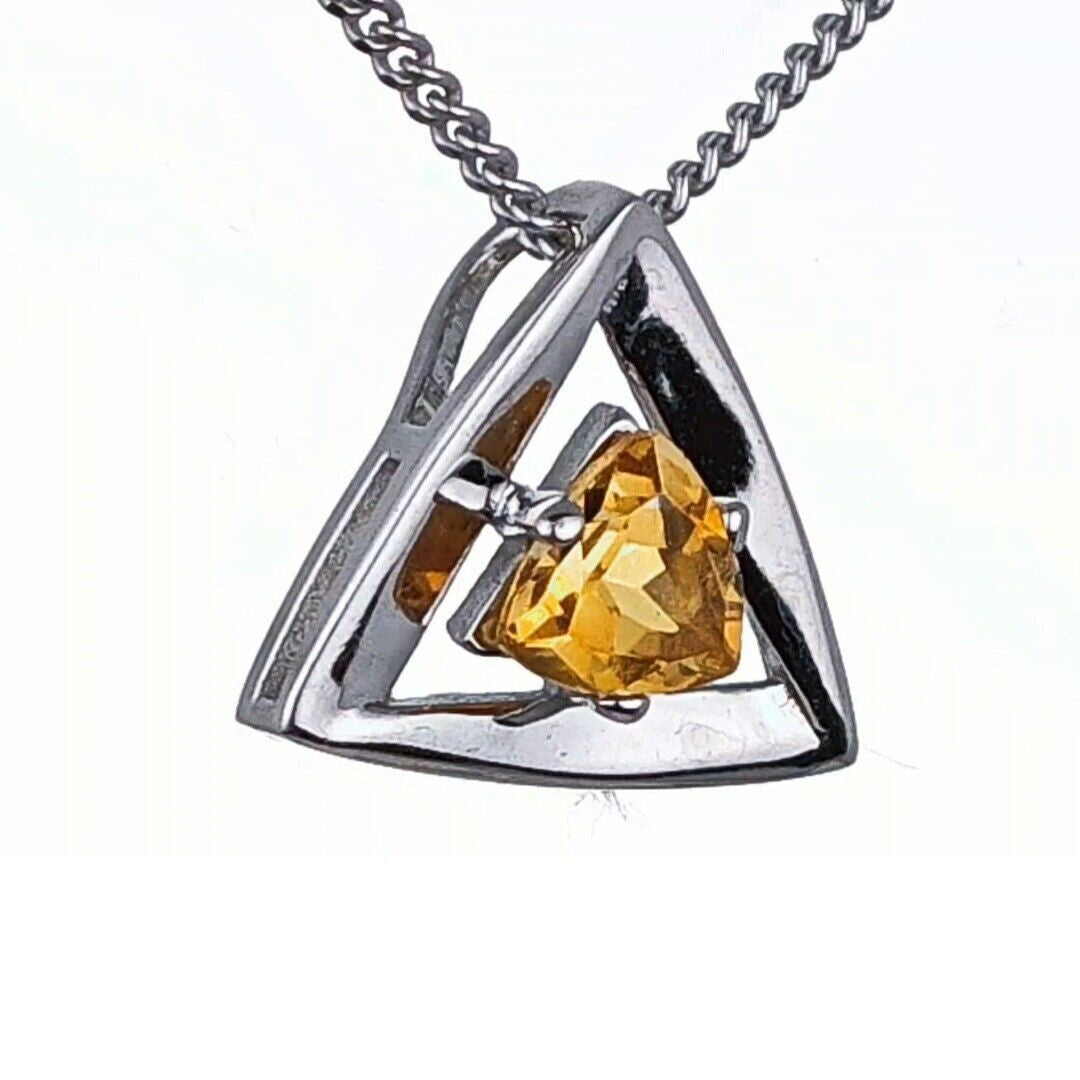 Citrine Trillion Necklace in Sterling Silver