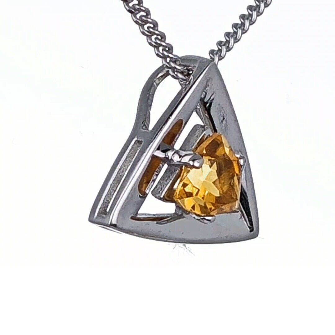 Citrine Trillion Necklace in Sterling Silver