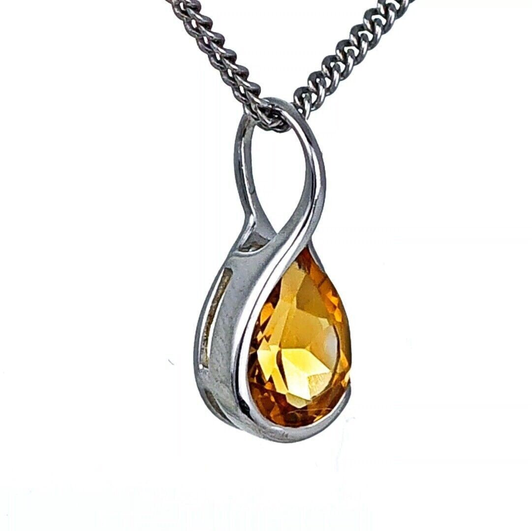 Citrine Pendant Sterling Silver Infinity Loop